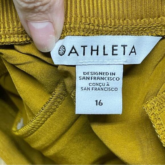Athleta Brooklyn Ankle Tapered Leg Ribbed Textured Joggers Pant Brass Yellow 16 - Picture 14 of 16